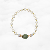 Браслет из жадеита и жемчуга 16 см